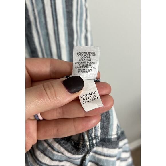 J Jill Love Linen Blue Striped Sleeveless Coastal Dress Size Small Pockets Wm’s - Picture 6 of 6